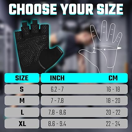 SAWANS Weight Lifting Gym Gloves for Men and Women Fitness Workout Training Breathable Non-Slip Silicone Padded Palm Grip Protection Half Finger Pull ups
