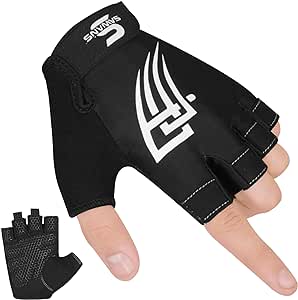 SAWANS Weight Lifting Gym Gloves for Men and Women Fitness Workout Training Breathable Non-Slip Silicone Padded Palm Grip Protection Half Finger Pull ups