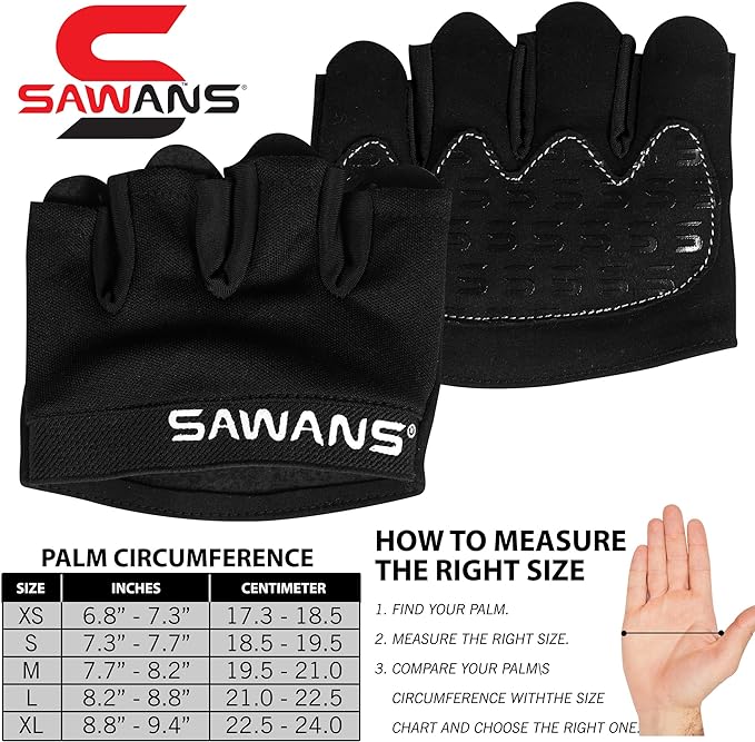 SAWANS Nonslip Workout Gloves for Men Weights Calluses Cushion Grip Exercise Gym Gloves for Women Finger Protectors Half Finger Glove Pole Guantes Fitness Yoga Lady Gym Gloves