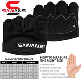 SAWANS Nonslip Workout Gloves for Men Weights Calluses Cushion Grip Exercise Gym Gloves for Women Finger Protectors Half Finger Glove Pole Guantes Fitness Yoga Lady Gym Gloves