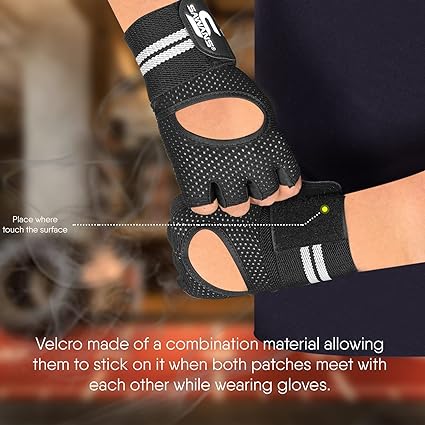 SAWANS Weight Lifting Gloves Gym Workout Fitness Wrist Wrap Support Men Women Fingerless Gloves Full Finger Touchscreen Padded Non Slip Palm Bodybuilding Training Grip