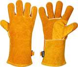 Extreme Heat & Fire Resistant Welding Gloves Leather Kevlar Stitching Fireplace Protection