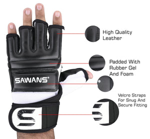 Leather MMA Boxing Gel Gloves Body Combat Punch Bag Training Martial Art