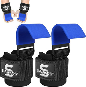 Lifting Hooks Non-Slip Coated Heavy Duty Solid Steel Neoprene Thick Padded Weight Lifting Gym Straps Deadlifts