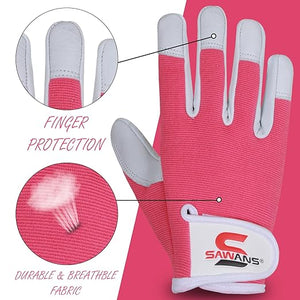 SAWANS Leather Gardening Gloves for Women/Men Ladies Working Gloves Thorn Proof Rigger Garden Gloves Safety work gloves Gardening Gifts Multipurpose (Pink, M (Pack of 1))