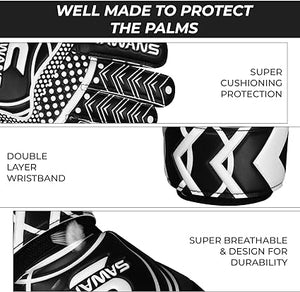 SAWANS Goalkeeper Gloves Football Training Equipment for Kids Boys Youth Adult Men Goalie Gloves Grips Palm Protection Double Layer Breathable Goalkeeping